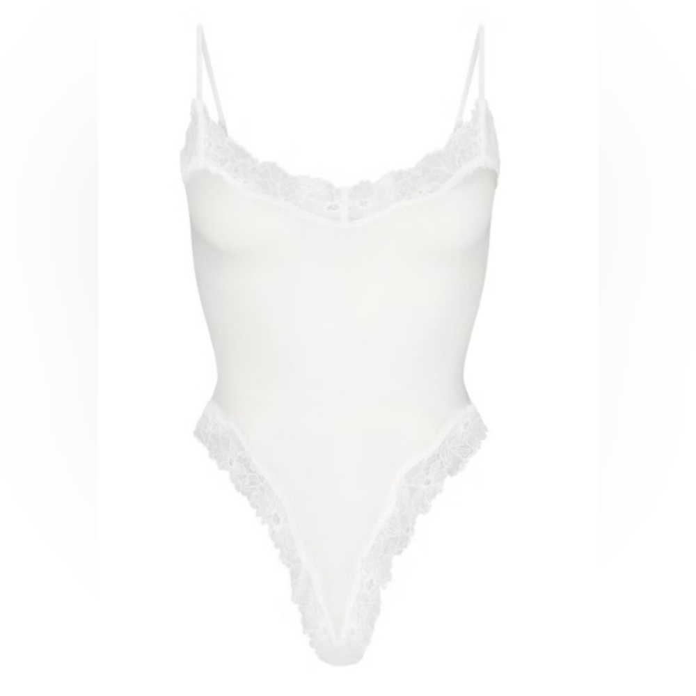 SKIMS Cotton Lace Cami Bpdysuit Size Small Color Marble Sold Out!